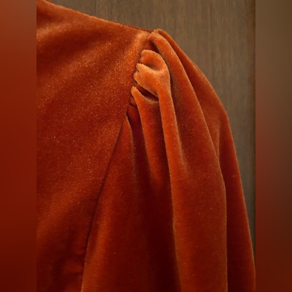 Urban Outfitters Ruched Orange Velvet Romper Size M - Picture 4 of 11